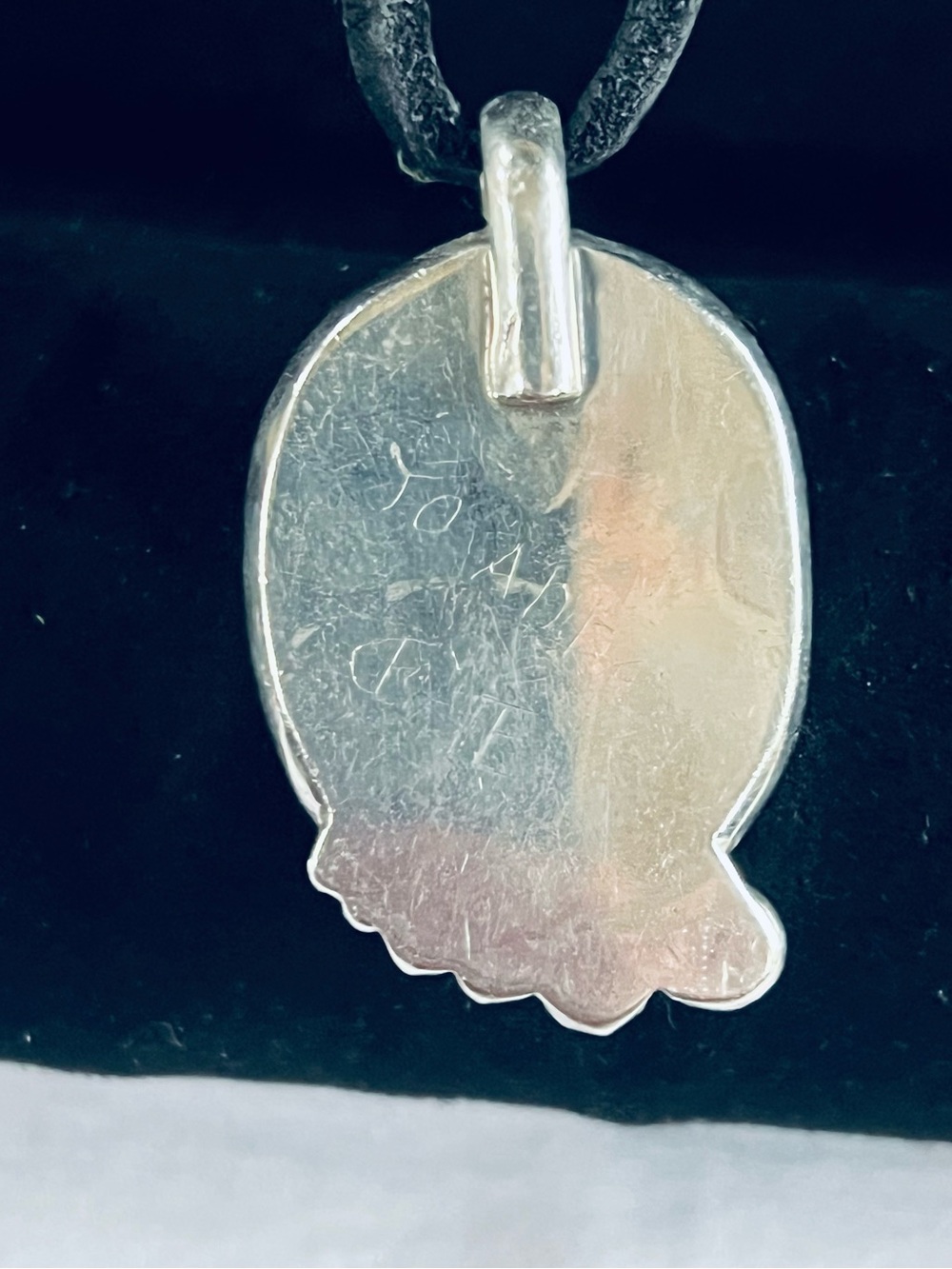 Sterling Silver Pendant Necklace with Carved Turquoise Leaf - Picture 2 of 2